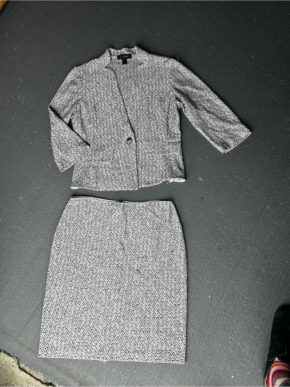 St. John Black and White Tweed Pencil Skirt Set
